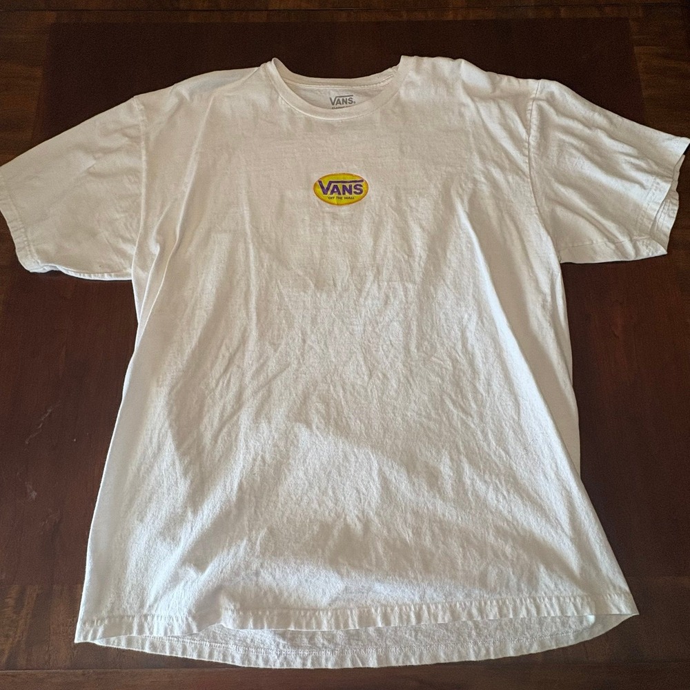 Vans Off The Wall Logo T Shirt White Back Hit Graphic Skate‎ Tee Size XL